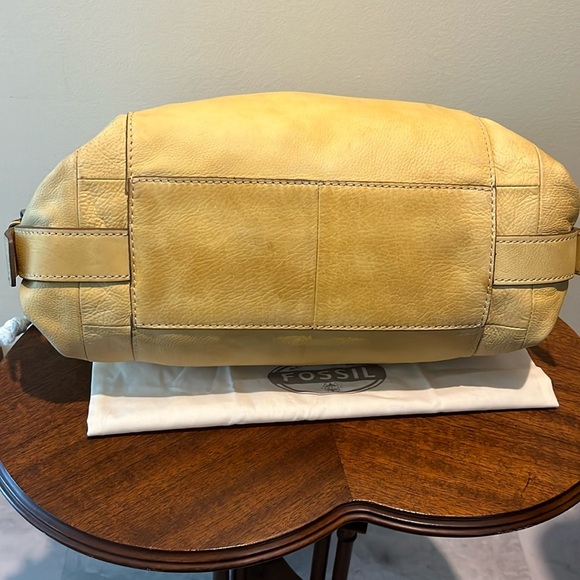 Fossil   Shoulder / Bucket bag   Leather yellowish tan  Drawstring  Side pockets - Picture 17 of 17